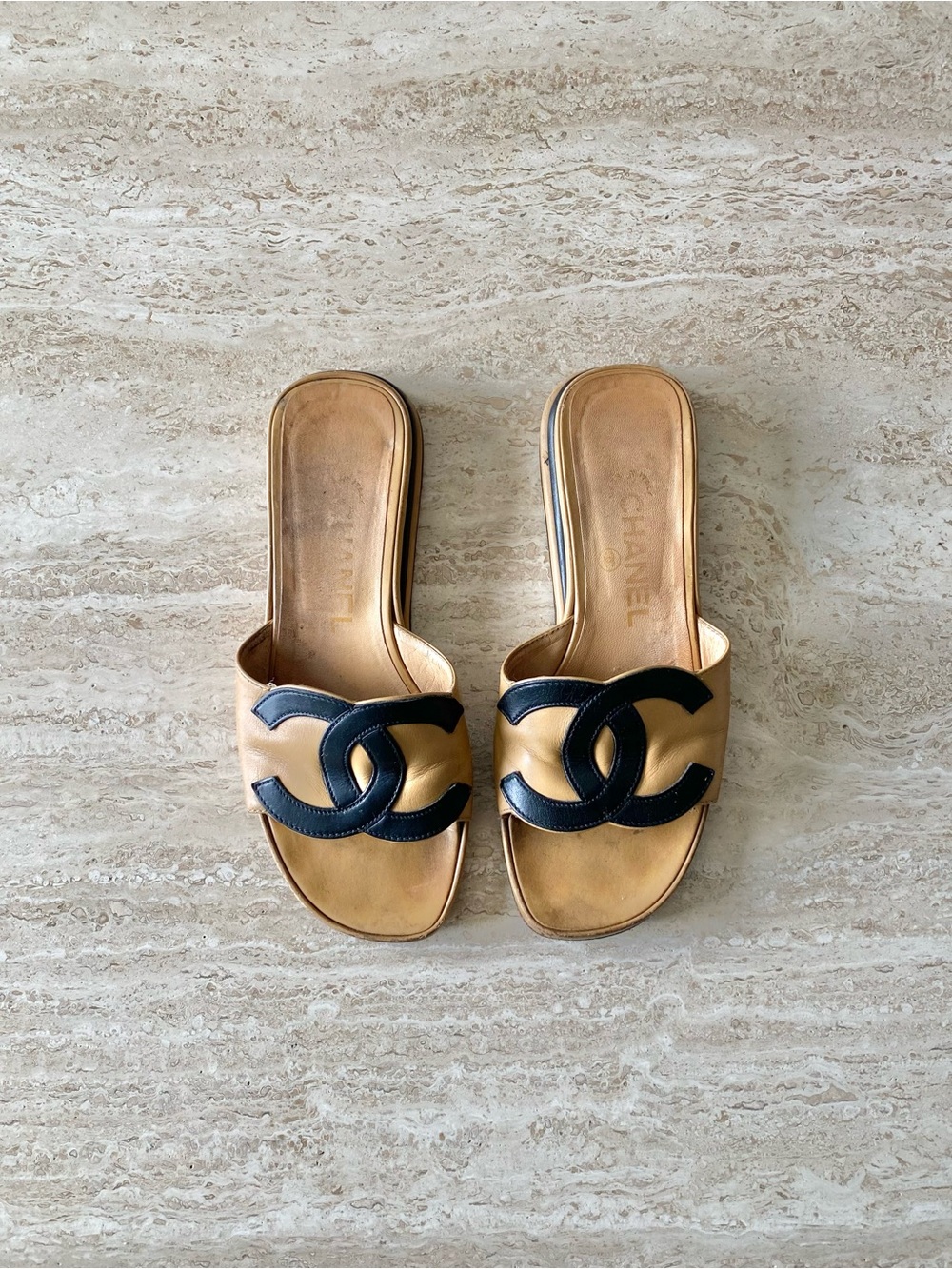 Vintage Chanel CC Mule Sandals